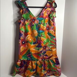 Cocomo Vibrant Floral Women's Dress - Orange, Green, Purple